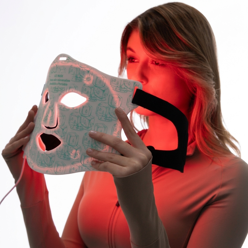 Ice Glow 4 en 1 — máscara facial + cuello con compresa de hielo.